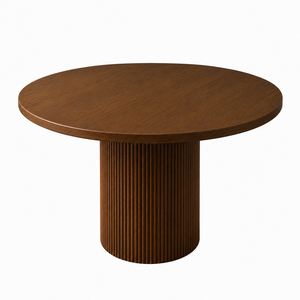 Elegant Solid Teak Contemporary Export Dining <b>Table</b> Set <b>Walnut</b> Finish Round Cane Dining Chair for Restaurant and Villa Furniture - Product Image 2