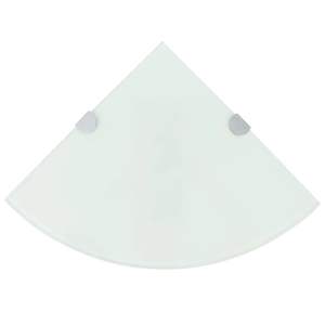 Piccolo Ripiano Angolare in Vetro Temperato Bianco, Mensola Triangolare da Parete e Espositore - Product Image 1