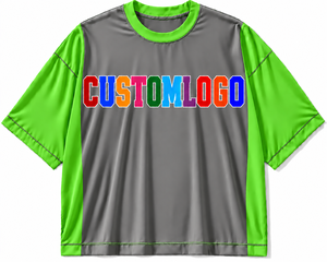T-shirt à manches courtes gris-vert pour homme avec logo personnalisé, 100% coton, col rond, imprimé avec des lettres, design sportif, séchage rapide, surdimensionné, doux, 220g - Product Image 1