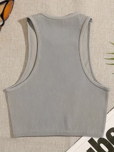 Premium High Neck Activewear Crop <b>Top</b> | Seamless Ribbed <b>Compression</b> Sport Bra | Ladies Resilient Knit Training Bralet - Product Image 5
