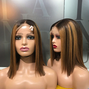 Wholesale 100% Raw Virgin Vietnamese Human Hair Short <b>Wig</b> Bone Straight Piano <b>Brown</b> Color Super Double Drawn Hair Extension - Product Image 1