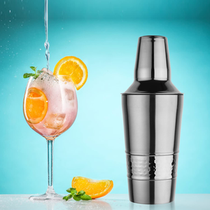 Shaker à cocktails en acier inoxydable martelé avec passoire et doseur/verre doseur 500 ml - Product Image 5