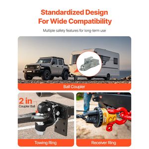 Gancho de Remolque de 20000 Libras de Capacidad, Combinación de Gancho Receptor y Gancho de Pintle para Camioneta, Bola de Remolque de 2 Pulgadas Compatible con Llantas de 2.5 y 3 Pulgadas - Product Image 5