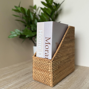 Desk organizer for home office rattan <b>file</b> magazine storage basket <b>document</b> container baskets - Product Image 6