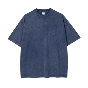 Men's Knitted Short Sleeve T-Shirt Solid Color O-Neck Regular Fit Casual Style Blue - Product Image 2