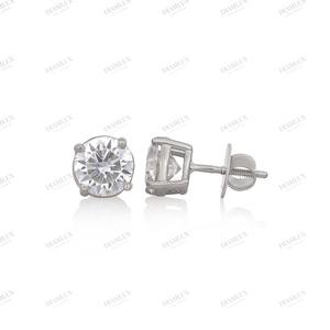 Pendientes de Oro Blanco con Corte Cuadrado, Clásicos, para Mujer, al Mejor Precio, Plateados - Product Image 4