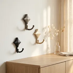 KELLTON Modern Wall Mounted Metal Hooks Polygon Shape Single Tier Screw Mount Black Bronze Gold Multifunction Entryway Clothing - Product Image 5