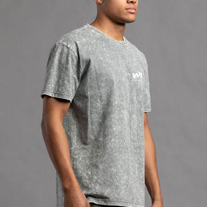 Camiseta con logo personalizado estampado a bajo precio, estilo acid wash para hombre, 100% algodón, corte holgado, para hacer ejercicio, camiseta acid wash para hombre - Product Image 4