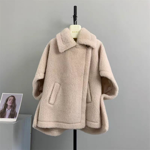 Abrigo de Felpa Marrón para Mujer, Chaqueta Casual Gruesa de Invierno con Cuello Vuelto, Frente Abierto y Bolsillos de Parche - Product Image 5