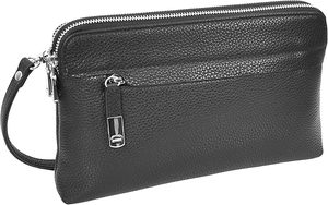 Fazmax Corporation Black Leather <b>Zip</b> Around <b>Wallet</b> with Dual Zippers and Wrist Strap Model A33 - Product Image 4