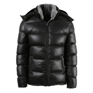 Blouson d'hiver décontracté noir unique 2026 avec capuche, rembourrage en duvet, doublure en fausse fourrure, fermeture éclair coupe-vent, coupe classique - Product Image 3