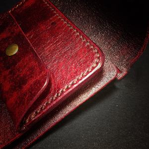 กระเป๋าสตางค์แบบพับสามทบทำมือสำหรับผู้ชายหนังแท้ทำมือสำหรับผู้ชายทำด้วยเหรียญกระเป๋าสตางค์สำหรับแฟนหนุ่ม TDW-0049พ่อ - Product Image 2