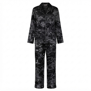 Conjunto de Pijama de Poliéster para Mujer, Manga Larga, Estampado, Cintura Elástica, Transpirable, Ropa de Dormir para el Hogar - Product Image 3