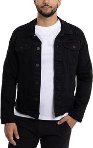 Men's Black <b>Denim</b> Jacket Casual Turn-down Collar Single Breasted Regular Fit Washed Cotton <b>Material</b> Autumn Wea - Product Image 3