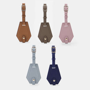 Wholesale Luxury Brown <b>Gifts</b> Faux Leather Suitcase Bag Tag Customized Printed Travel Baggage Genuine Pu Leather Luggage Tags - Product Image 1