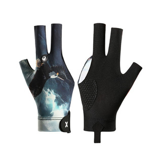 Gants de billard et de snooker en polyester noir à 3 doigts avec bande magique antidérapante pour un jeu rapide et portable – Accessoires de billard - Product Image 6