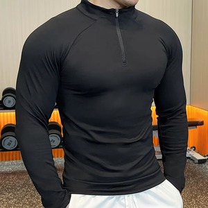 Fabricant de vêtements de sport personnalisés, t-shirt de compression fitness, coton premium, polyester, élasthanne, broderie, impression, OEM, ODM, faible MOQ - Product Image 1