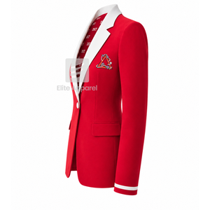 Delta Sigma personnalisé |   Blazer de la sororité Theta avec logo brodé rouge et blanc, doublure en polyester avec logo imprimé répété pour femme - Product Image 4
