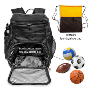 Sac à dos de basket-ball noir, grande capacité, sac de sport avec poche en filet pour ballon, unisexe - Product Image 3