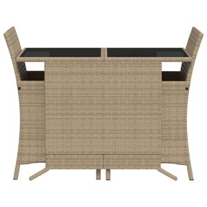 Set da bistrot in 3 pezzi in Poly Rattan Beige con cuscini Set da giardino - Product Image 4