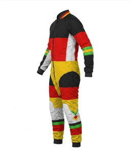 Combinaison de saut en parachute pour homme Ekin Impex, noire, rouge et jaune, avec fermeture éclair sur le devant et bandes réfléchissantes, taille adulte. - Product Image 5