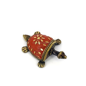 Crafted Tribal Brass Handmade Red Brass Tortoise Showpiece <b>Statue</b> Turtle Figurine Red 3.5 Inch Table Weight Home Office - Product Image 3