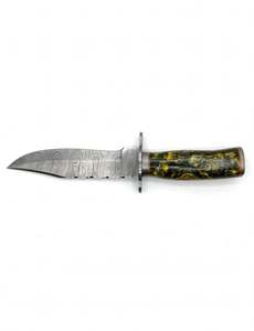 Handcrafted Patterned Steel Clip-Profile Utility <b>Craft</b> <b>Tool</b> Marbled Handle Executive Display Piece - Product Image 1