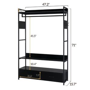 Scaffale in Metallo Nero per Armadio con Cassetti e Ripiani Multipli per Organizzazione Guardaroba Resistente - Product Image 5