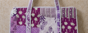 Sac fourre-tout de créateur violet en patchwork Kantha pour femme, fait main, matelassé en coton, style bohème, sac à bandoulière, fournisseur en gros - Product Image 3