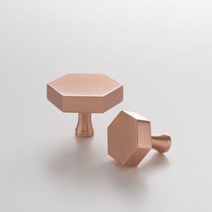 Octagonal <b>Copper</b> Finished Metal <b>Cabinet</b> Knob Minimalist Furniture <b>Handle</b> for Drawer Storage Closet Door Durable Design - Product Image 1