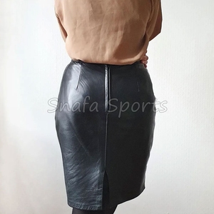 Falda de cuero para mujer al por mayor, falda de cuero con logo personalizado, falda de cuero de talla grande para mujer a bajo precio - Product Image 2