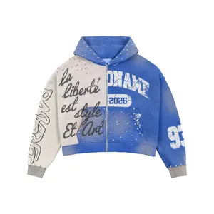 Ensemble sweat à capuche rose color block pour homme, style streetwear, imprimé, en molleton bouclette, pour l'automne, avec logo et pantalon à cordon de serrage - Product Image 4