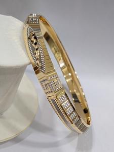 Bracelet de charme classique de luxe en or massif 22 carats, bicolore, motif clé grecque italienne, bijoux en or véritable, unisexe, motif léopard, cadeau - Product Image 2