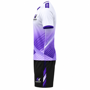 ชุดเสื้อฟุตบอลทีมพิมพ์ลายแบบรีโทรด้วยความร้อน ด้านหน้าทำจากโพลีเอสเตอร์ 100% สำหรับใส่ชื่อทีม ชุดกีฬาแบบแห้งเร็วสำหรับทุกเพศ - Product Image 3