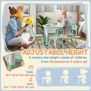 <b>Adjustable</b> 5pc Toddler <b>Table</b> and Chair Set Green 18 Months-5 Years Easy Wipe & Storage Box Kids' Furniture - Product Image 4