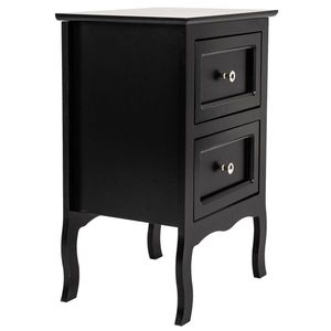 Comodino a Due Ripiani in Stile Country, Grande Dimensione, Nero, Arredamento Camera da Letto - Product Image 2
