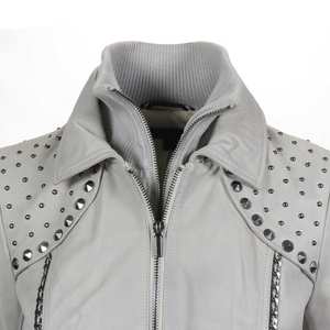 Chaqueta de Cuero Genuino Personalizada de la Mejor Calidad para Mujer, Estilo Invernal de Manga Larga, Último Lanzamiento, Chaqueta con Tachuelas para Mujer - Product Image 5