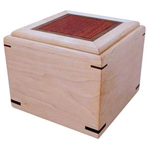Modern Minimalist Solid Wood Urn Dual-Tone Inlay Memorial <b>Keepsake</b> <b>Box</b> <b>Large</b> Capacity Wooden Burial Casket for Adult Ashes - Product Image 1