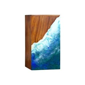 Urna de Madera de Palisandro con Incrustaciones de Resina Negra con Diseño de Olas del Océano - Urna Conmemorativa Hecha a Mano - Product Image 3
