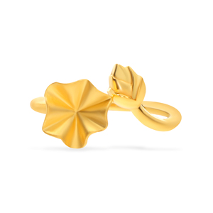 Elegant Yellow Gold Flower Petal <b>Ring</b> <b>for</b> <b>Women</b> Unique Botanical Leaf Design Modern Minimalist <b>Statement</b> Fine Jewelry - Product Image 3