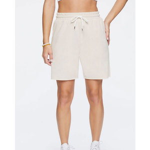 Shorts Deportivos de Algodón 100% para Mujer, Personalizados, Gruesos, Hasta la Rodilla, con Cordón Ajustable y Cintura Elástica, Color Sólido, para Correr, Gimnasio y Ejercicio - Product Image 1