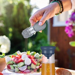 ขวดแก้วใส่น้ำมันแบบ 2-in-1 พร้อมหัวหยดซิลิโคนและแปรง ใช้ตวงและจ่ายน้ำมันมะกอก อุปกรณ์ครัว - Product Image 3