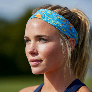 Diadema rubia champán estilo cola de caballo para correr, banda para el pelo de sublimación para mujer - Product Image 2