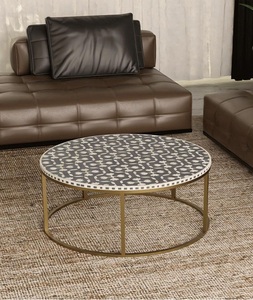 Elegant Handmade Modern Polished Bone Inlay Eco-Friendly <b>Round</b> <b>Console</b> <b>Table</b> Stool for Home Decor Living Room - Product Image 3