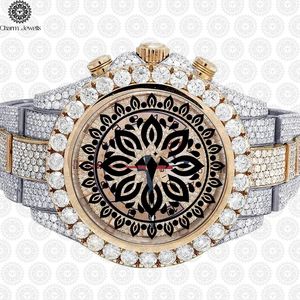 Charm Jewells Luxury Men's Stainless Steel <b>Watch</b> Round Case Analog Quartz Movement <b>Diamond</b> Encrusted Folding Clasp 20mm Band - Product Image 3