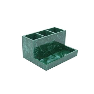 Organizador de Maquillaje de Resina Epoxi Verde Estilo Bohemio con Cajón, Elegante Soporte de Resina para Cosméticos - Product Image 1