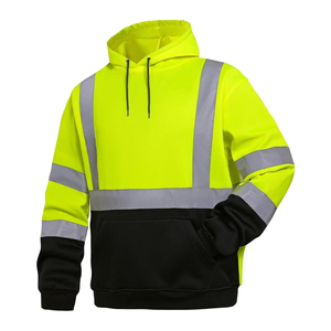 Wholesales Custom Logo Construction Winter Hi Vis Green Black Work Hoodie <b>Worker</b> Reflective Fluorescent Safety Reflector <b>Jacket</b> - Product Image 4