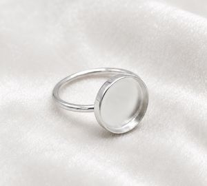 2026 Good Quality 925 Sterling Silver Bezel Setting Cabochon Resin DIY Round 12mm <b>Ring</b> <b>Blank</b> Base Jewelry Making Supplies - Product Image 2