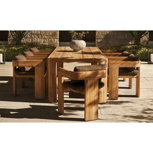 Mesa de Comedor Exterior Moderna y Minimalista, de Madera de Teca Sólida, Rectangular, con Listones, Diseño Arquitectónico Elegante para Comedor de Villa - Product Image 5