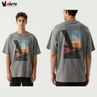 T-shirt à manches courtes pour homme Vafir, 100% coton biologique, sérigraphié, uni, écologique, respirant, coupe classique, séchage rapide, anti-rétrécissement
